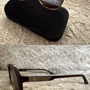 Gucci Brown Rectangular Sunglasses with Velvet Case